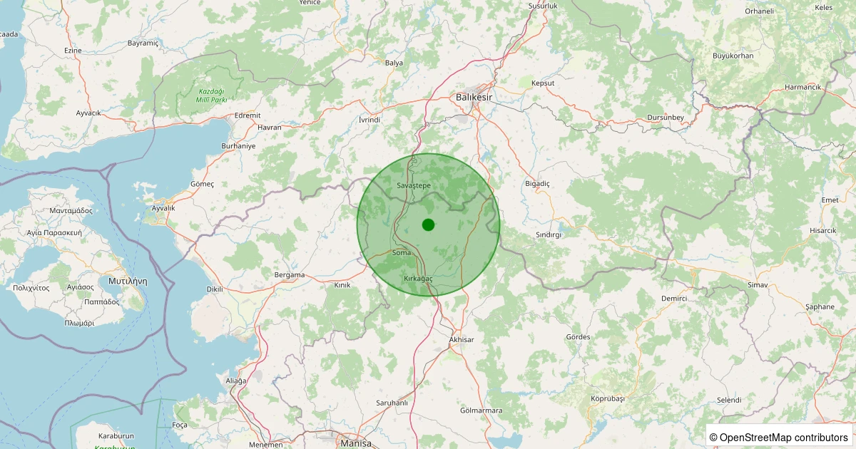 01 Aralık 2025 saat 13:43 - Soma - Kozluören - 1.40ml depreminin harita gösterimi