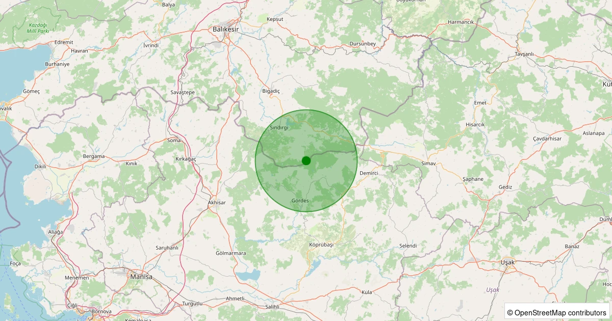 01 Aralık 2025 saat 14:43 - Sındırgı - Yüreğil/Merkez - 1.00ml depreminin harita gösterimi