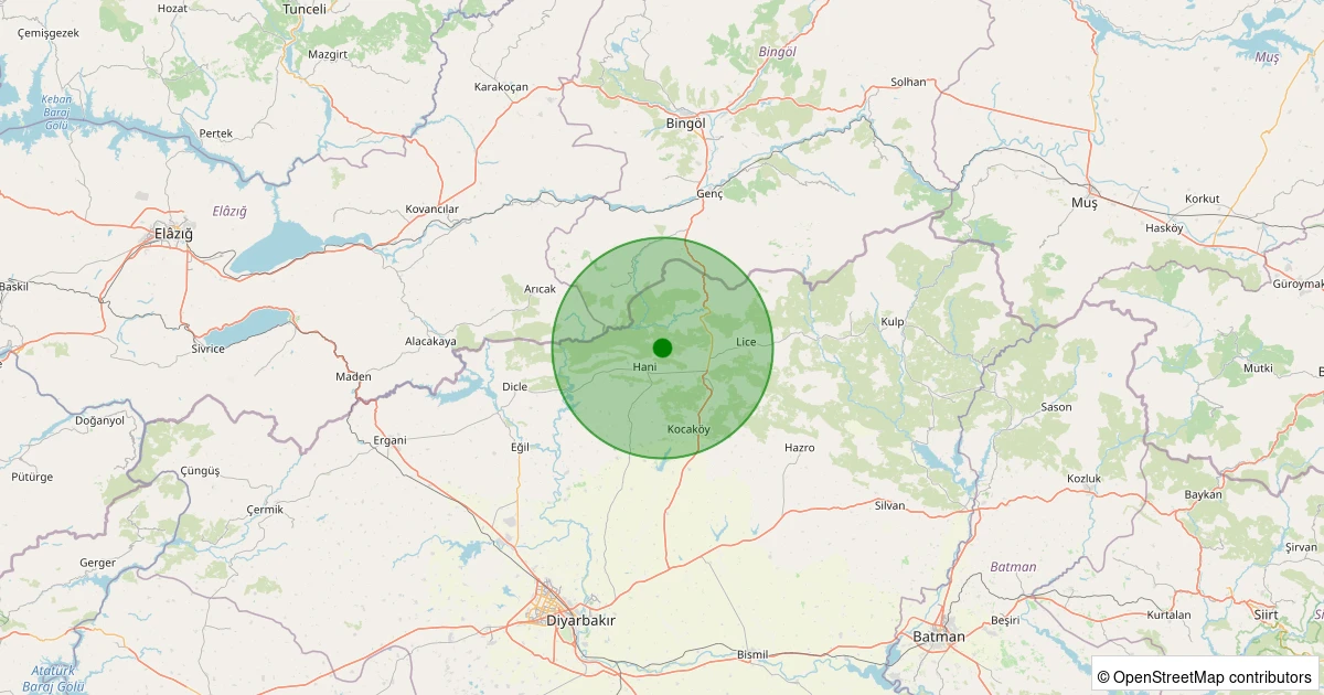 01 Aralık 2025 saat 18:11 - Hani - 3.40ML depreminin harita gösterimi