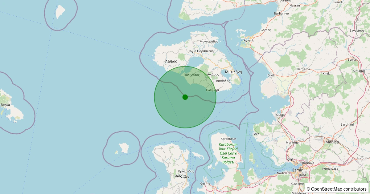 01 Aralık 2025 saat 18:35 - Ege Denizi - [38.58 km] Karaburun (İzmir) - 3.30ML depreminin harita gösterimi