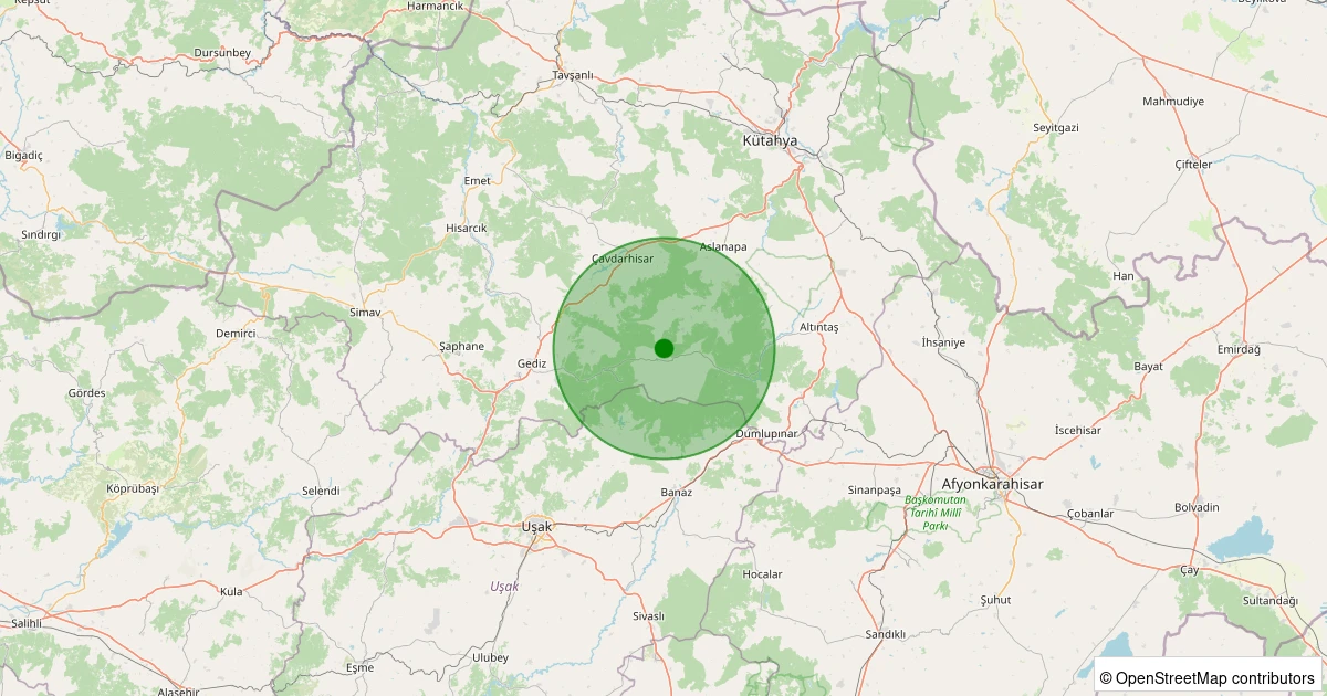 01 Aralık 2025 saat 18:18 - Aslanapa - Tokul Köyü - 1.40ML depreminin harita gösterimi