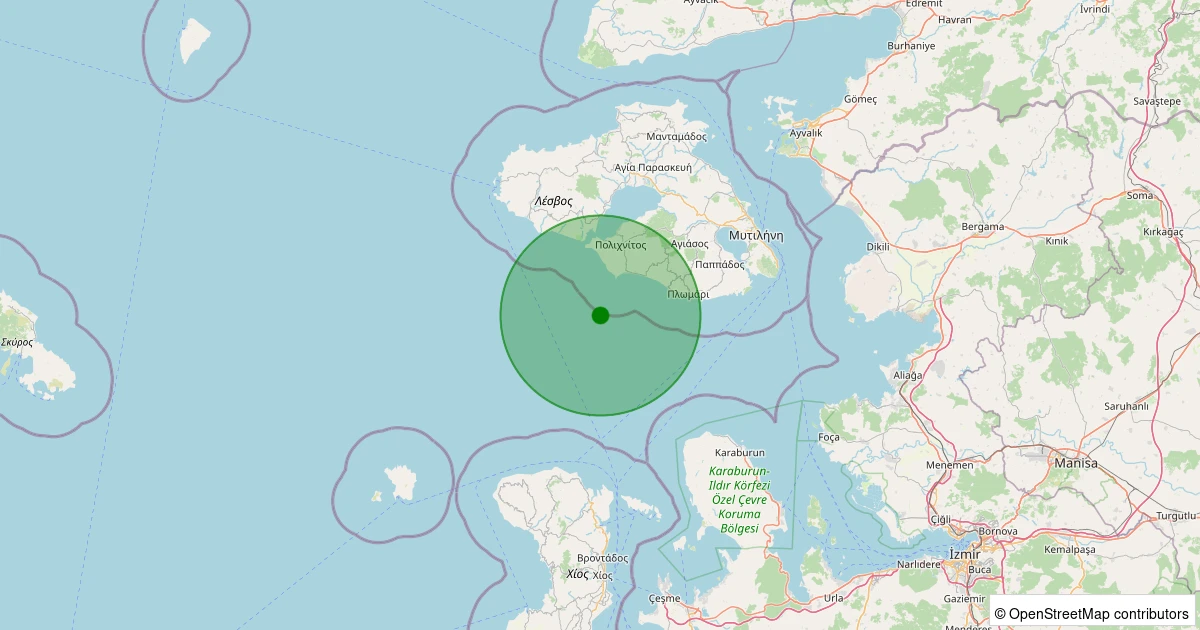 01 Aralık 2025 saat 20:27 - Ege Denizi - [38.67 km] Karaburun (İzmir) - 1.40ML depreminin harita gösterimi