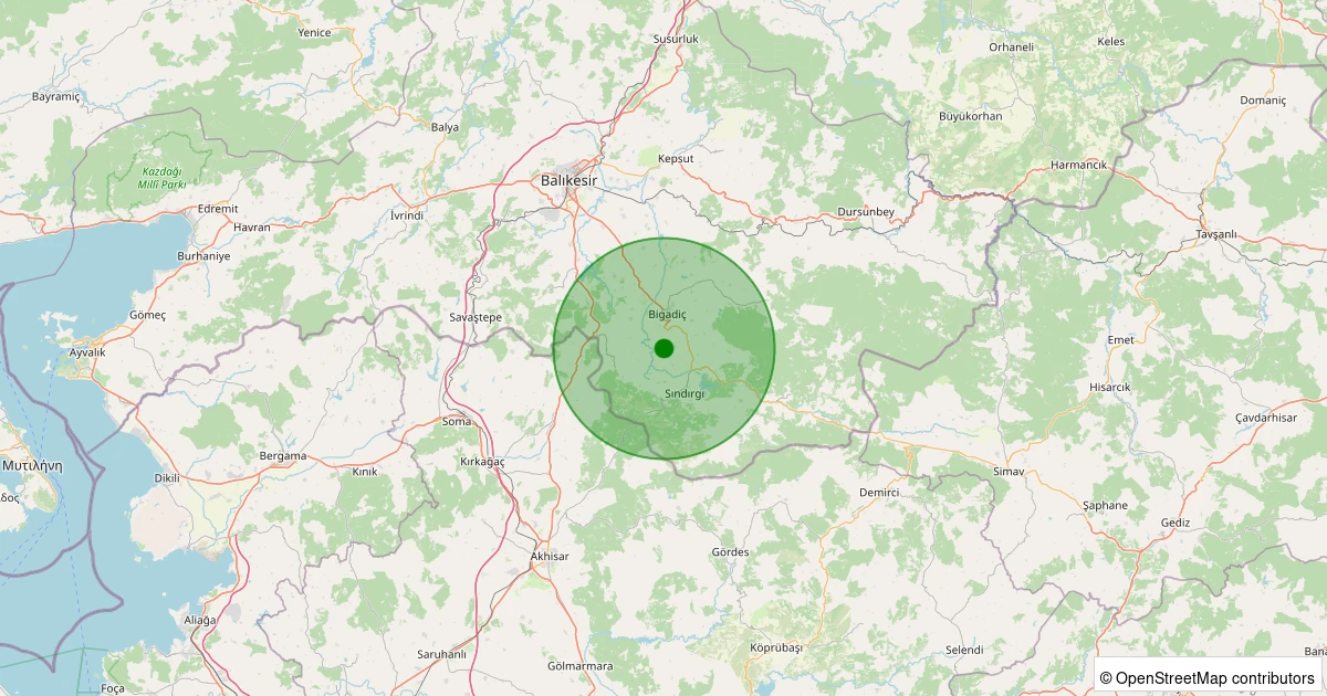 01 Aralık 2025 saat 21:01 - Sındırgı - Armutlu - 0.80ML depreminin harita gösterimi