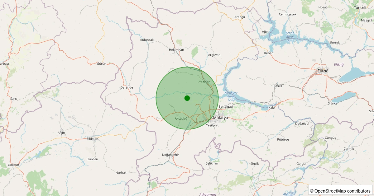 01 Aralık 2025 saat 23:46 - Akçadağ - Keklikpınar - 1.10ml depreminin harita gösterimi