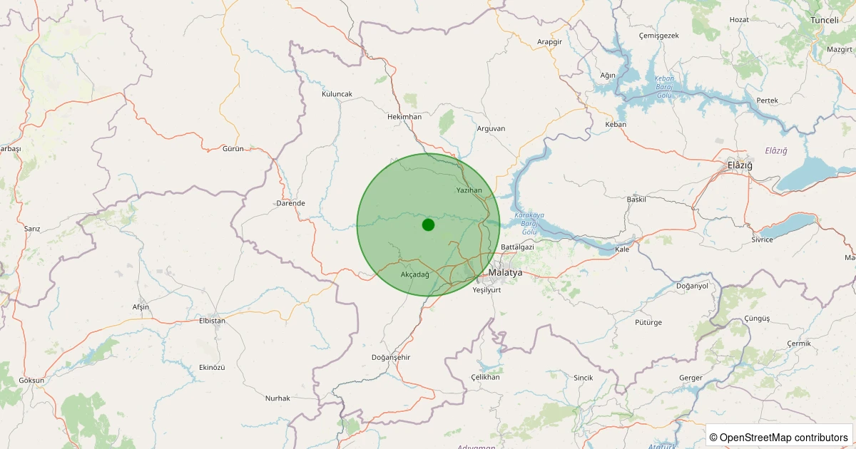 01 Aralık 2025 saat 23:46 - Akçadağ - Keklikpınar - 1.10ml depreminin harita gösterimi