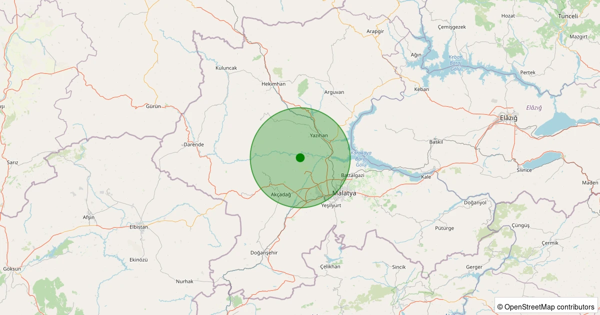 01 Aralık 2025 saat 23:49 - Akçadağ - Ilıcak - 1.40ml depreminin harita gösterimi