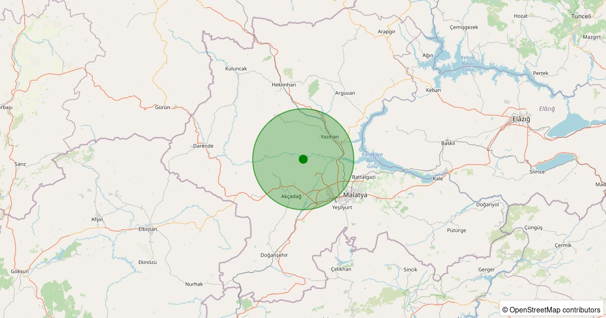 01 Aralık 2025 saat 23:54 - Akçadağ - Ilıcak - 1.20ML depreminin harita gösterimi