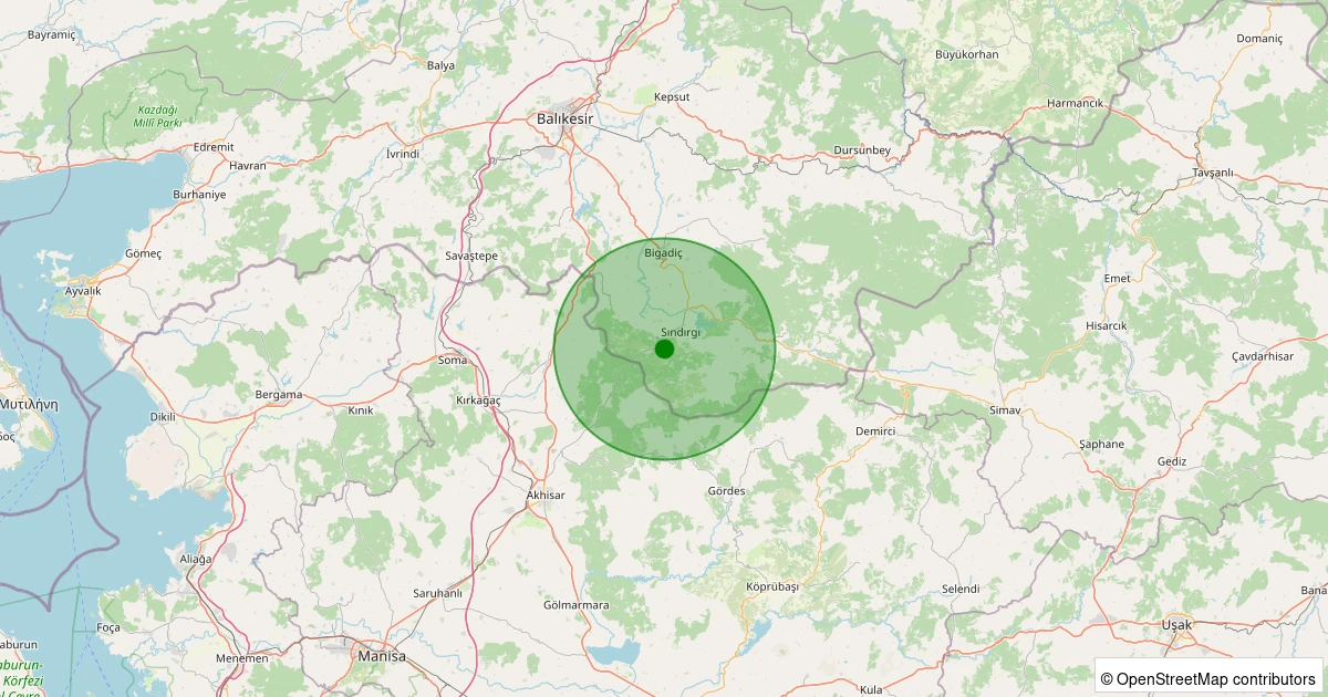 02 Aralık 2025 saat 00:44 - Sındırgı - Kertil - 0.80ML depreminin harita gösterimi
