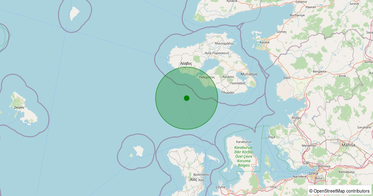 02 Aralık 2025 saat 01:25 - Ege Denizi - [46.90 km] Karaburun (İzmir) - 1.90ML depreminin harita gösterimi
