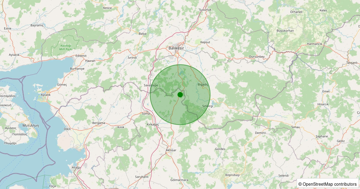 02 Aralık 2025 saat 02:14 - Kırkağaç - Kocaiskan - 1.80ML depreminin harita gösterimi