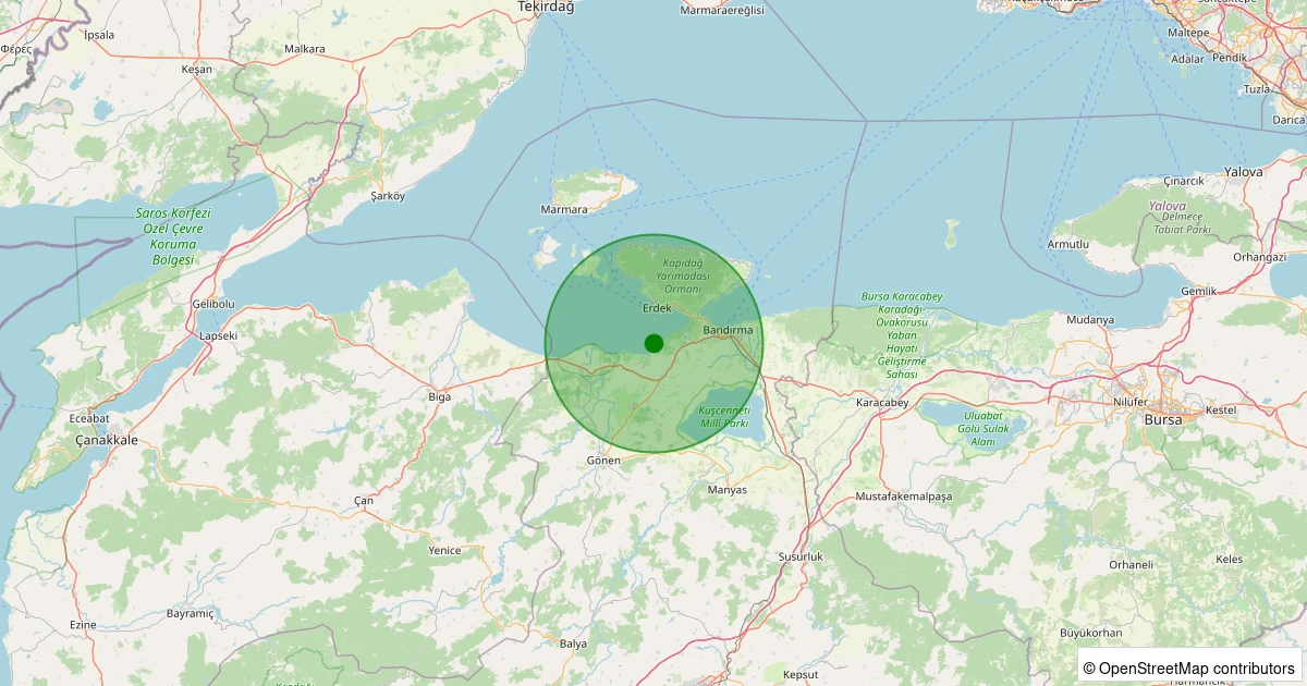 02 Aralık 2025 saat 03:57 - HIDIRKOY-BANDIRMA - 2.30ml depreminin harita gösterimi