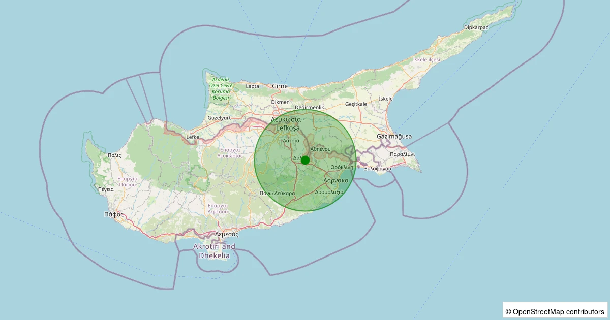 02 Aralık 2025 saat 04:53 - KIBRIS-LEFKOSA - 0.80ml depreminin harita gösterimi