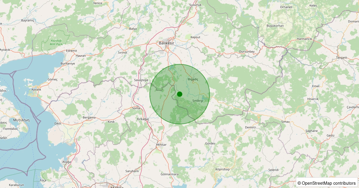 02 Aralık 2025 saat 05:16 - Sındırgı - 0.80ML depreminin harita gösterimi