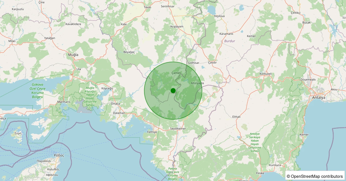 02 Aralık 2025 saat 05:16 - Çameli - Gürsu - 1.20ML depreminin harita gösterimi
