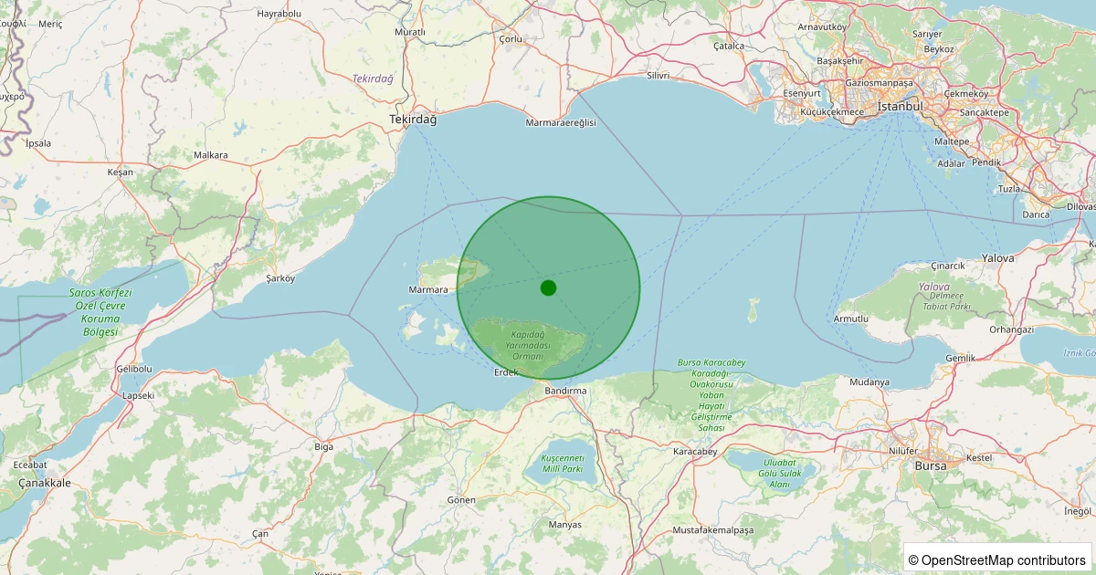 02 Aralık 2025 saat 05:37 - ERDEK - 1.80ml depreminin harita gösterimi