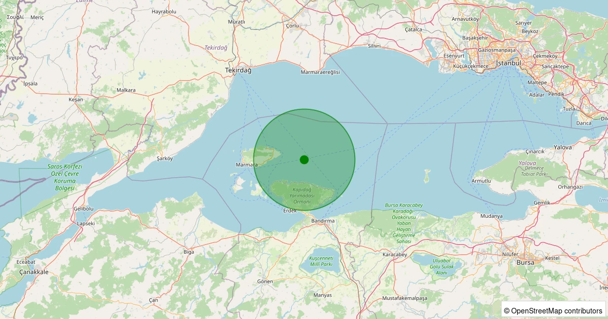 02 Aralık 2025 saat 06:07 - ERDEK - 3.20ml depreminin harita gösterimi