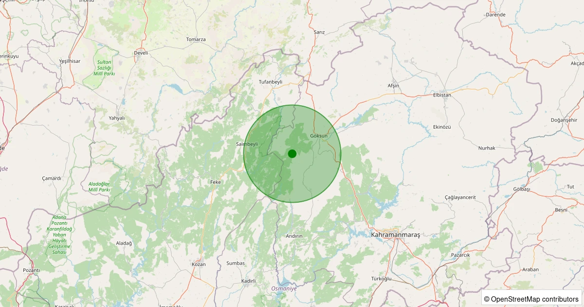 02 Aralık 2025 saat 06:10 - Göksun - Hacıkodal - 1.40ml depreminin harita gösterimi