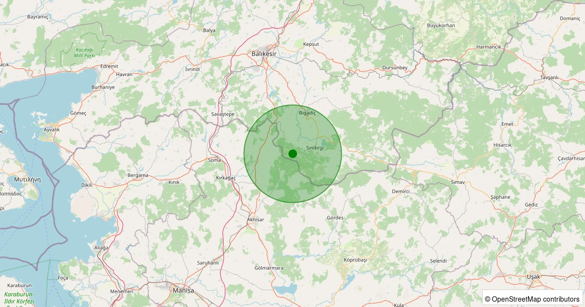 02 Aralık 2025 saat 09:38 - Sındırgı - Alakır - 2.20ml depreminin harita gösterimi