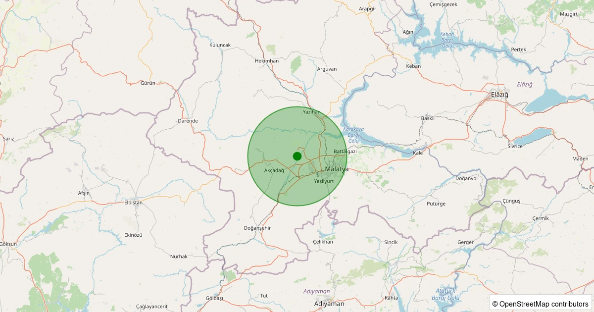 02 Aralık 2025 saat 09:41 - Akçadağ - Kırıkhan - 1.70ML depreminin harita gösterimi