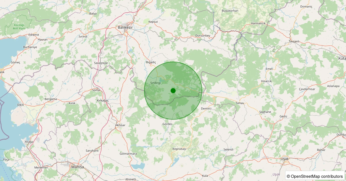 02 Aralık 2025 saat 11:05 - Sındırgı - Büyükdağdere - 0.80ML depreminin harita gösterimi