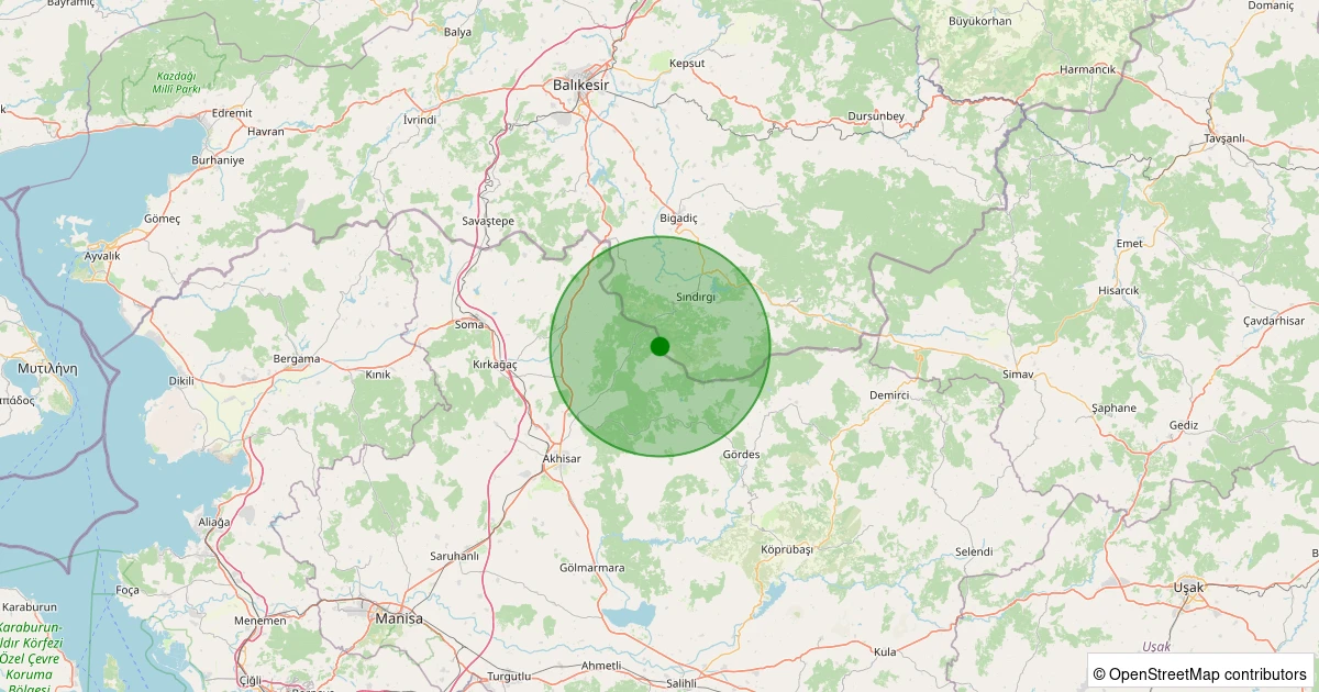 02 Aralık 2025 saat 12:29 - Sındırgı - 1.40ml depreminin harita gösterimi