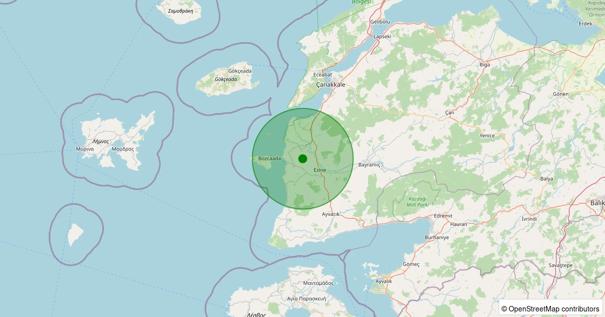02 Aralık 2025 saat 12:17 - Ezine - Mecidiye Köyü - 1.30ml depreminin harita gösterimi