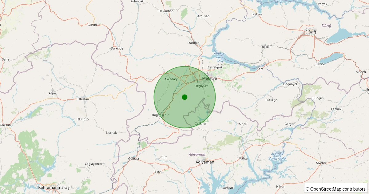 02 Aralık 2025 saat 12:21 - Yeşilyurt - 1.20ML depreminin harita gösterimi