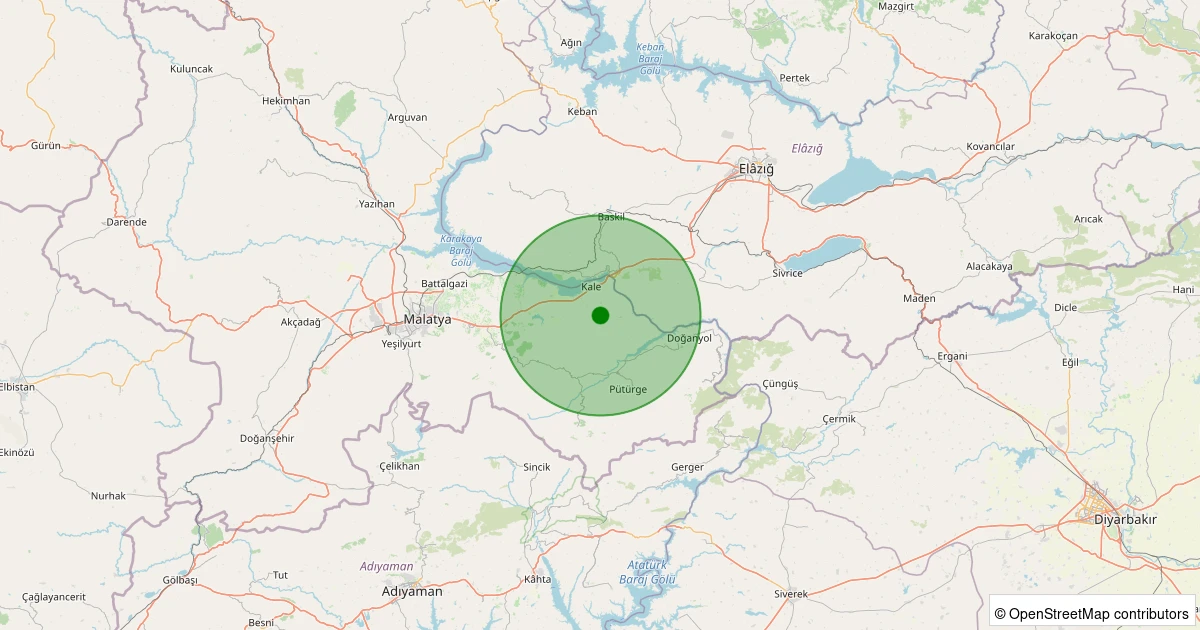 02 Aralık 2025 saat 12:59 - Kale - Kozluk Köyü - 1.50ml depreminin harita gösterimi