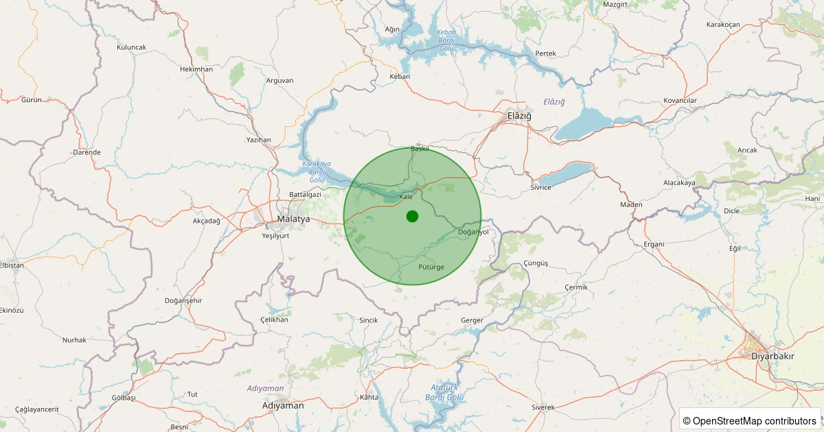 02 Aralık 2025 saat 12:59 - Kale - Kozluk Köyü - 1.50ML depreminin harita gösterimi