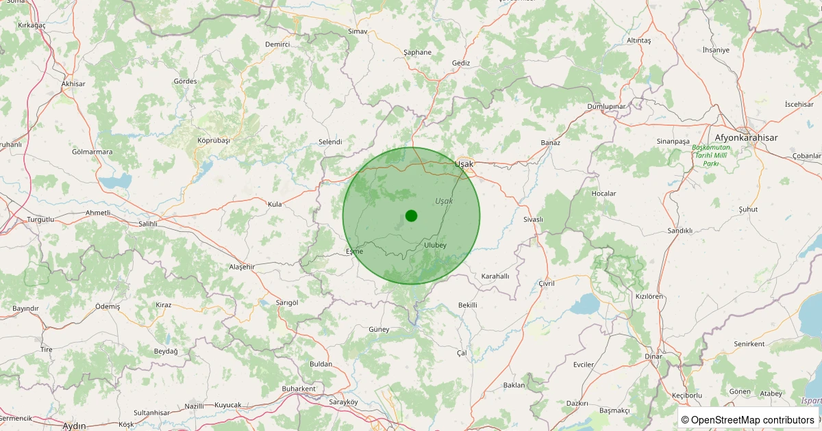 02 Aralık 2025 saat 13:28 - Ulubey - Kışla Köyü - 1.00ml depreminin harita gösterimi