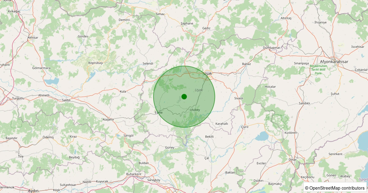 02 Aralık 2025 saat 13:28 - Ulubey - Kışla Köyü - 1.00ML depreminin harita gösterimi