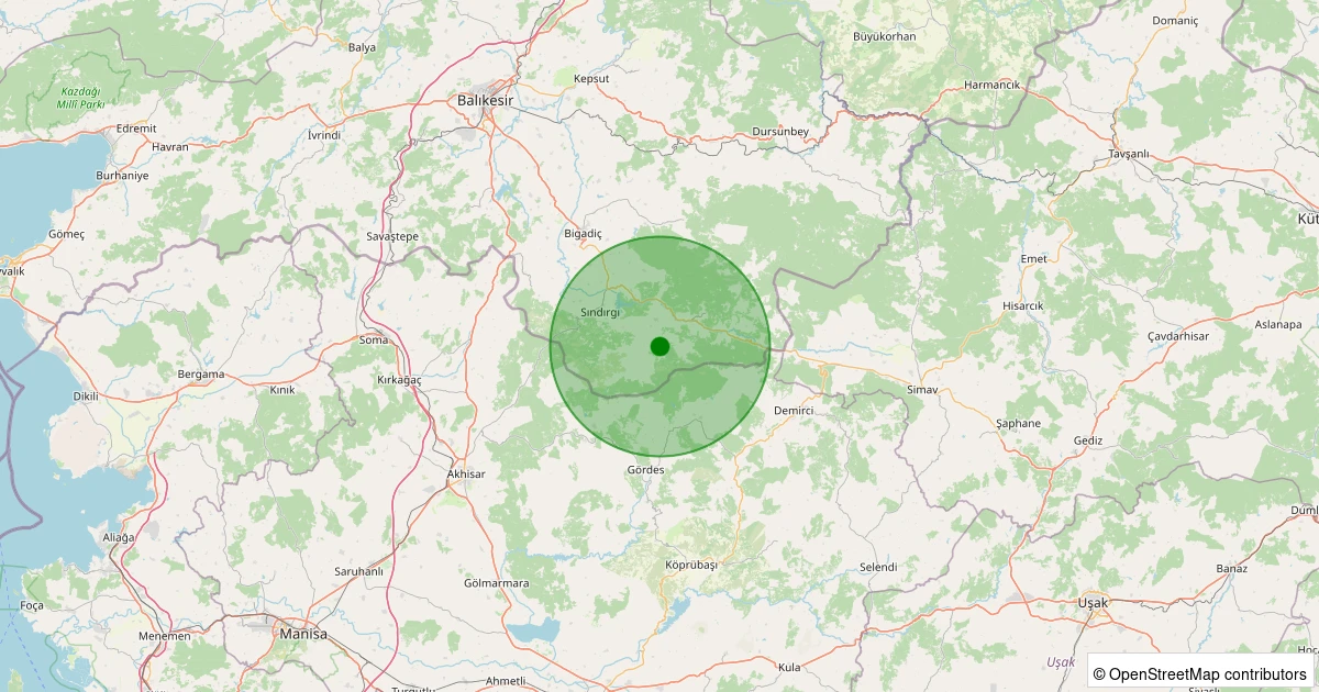 02 Aralık 2025 saat 13:56 - Sındırgı - Büyükdağdere - 1.50ML depreminin harita gösterimi