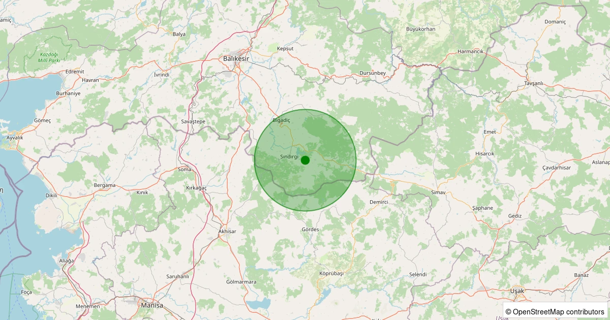 02 Aralık 2025 saat 14:12 - Sındırgı - Emendere - 1.50ML depreminin harita gösterimi