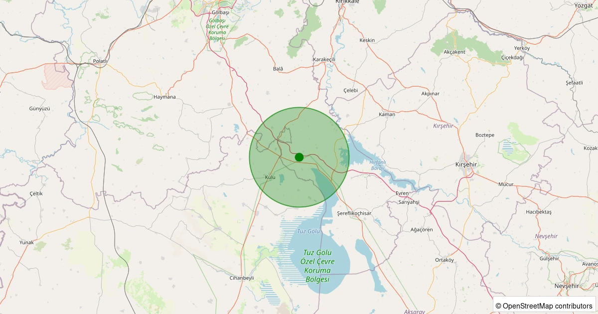 02 Aralık 2025 saat 14:50 - Şereflikoçhisar - Büyükkışla - 0.60ML depreminin harita gösterimi
