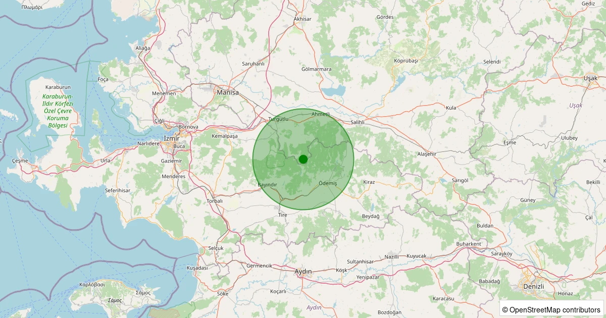 02 Aralık 2025 saat 16:04 - Turgutlu - Dağ Marmara - 1.60ML depreminin harita gösterimi