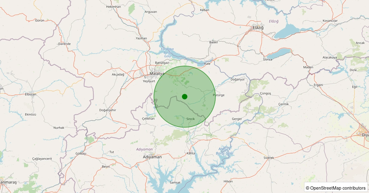 02 Aralık 2025 saat 17:39 - Battalgazi - Gülümuşağı Köyü - 2.30ML depreminin harita gösterimi