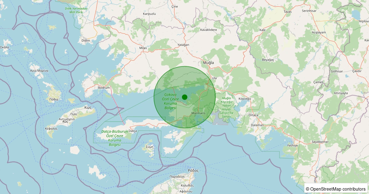 02 Aralık 2025 saat 17:52 - Ege Denizi - Gökova Körfezi - [04.87 km] Marmaris (Muğla) - 1.40ML depreminin harita gösterimi