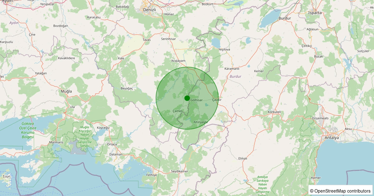 02 Aralık 2025 saat 17:49 - Çameli - Kınıkyeri - 1.10ml depreminin harita gösterimi
