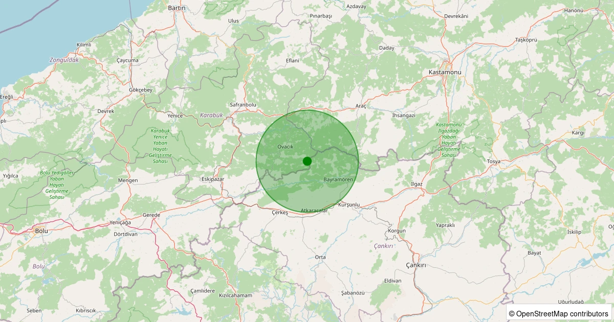 02 Aralık 2025 saat 20:32 - Ovacık - Belen Köyü - 3.70MW depreminin harita gösterimi