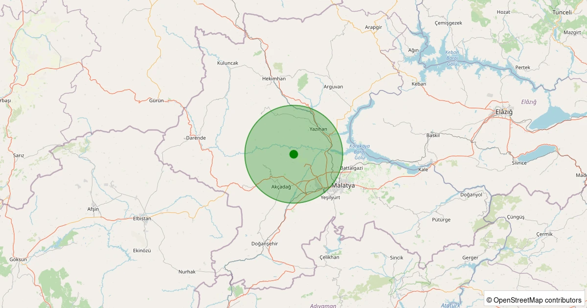 02 Aralık 2025 saat 19:52 - Akçadağ - Ilıcak - 1.70ML depreminin harita gösterimi