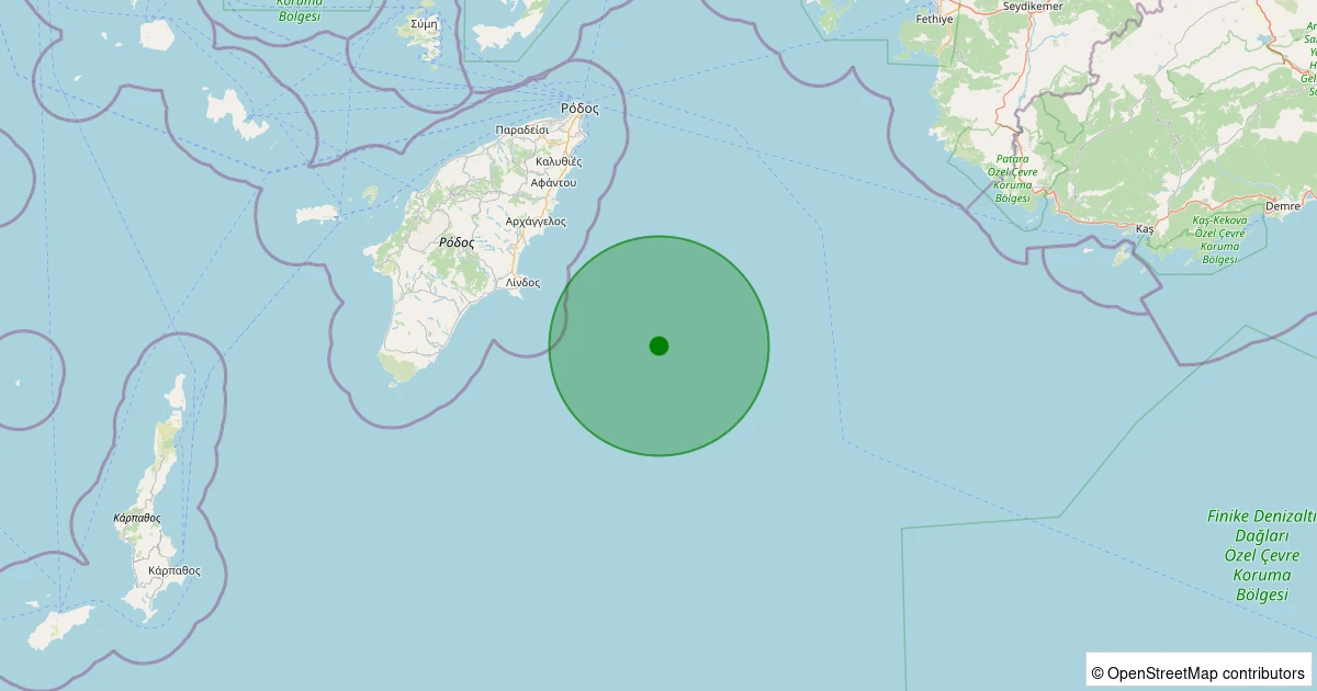 02 Aralık 2025 saat 22:18 - Akdeniz - [79.51 km] Marmaris (Muğla) - 2.30ML depreminin harita gösterimi