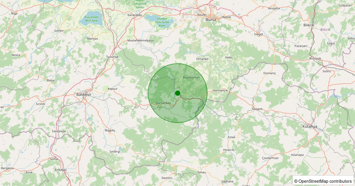 02 Aralık 2025 saat 20:32 - Dursunbey - Bayıryüzügüney - 1.80ml depreminin harita gösterimi