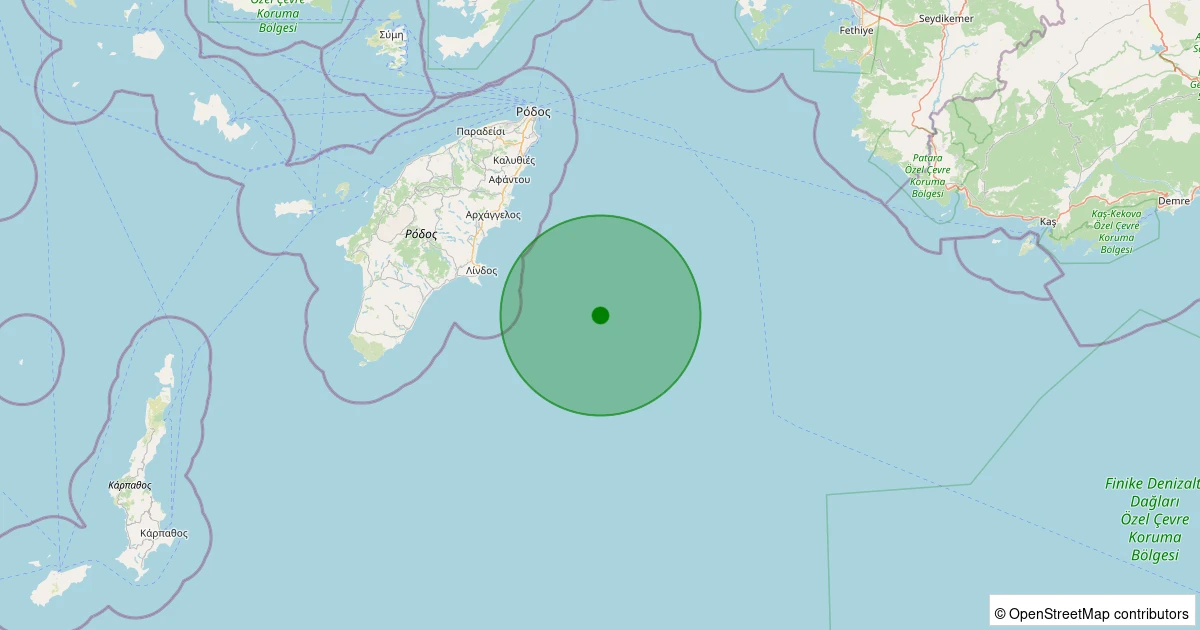 03 Aralık 2025 saat 00:35 - Akdeniz - [75.94 km] Marmaris (Muğla) - 2.10ML depreminin harita gösterimi