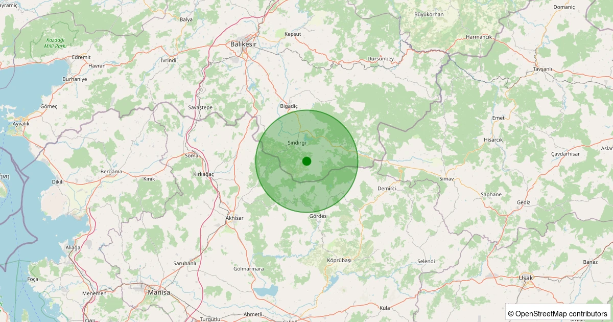 03 Aralık 2025 saat 01:51 - Sındırgı - Emendere - 1.40ml depreminin harita gösterimi