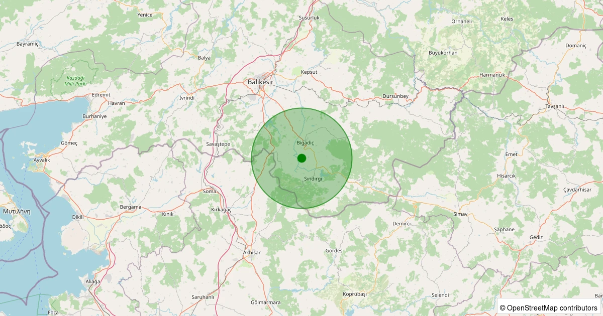 03 Aralık 2025 saat 02:32 - Sındırgı - Armutlu - 0.80ML depreminin harita gösterimi