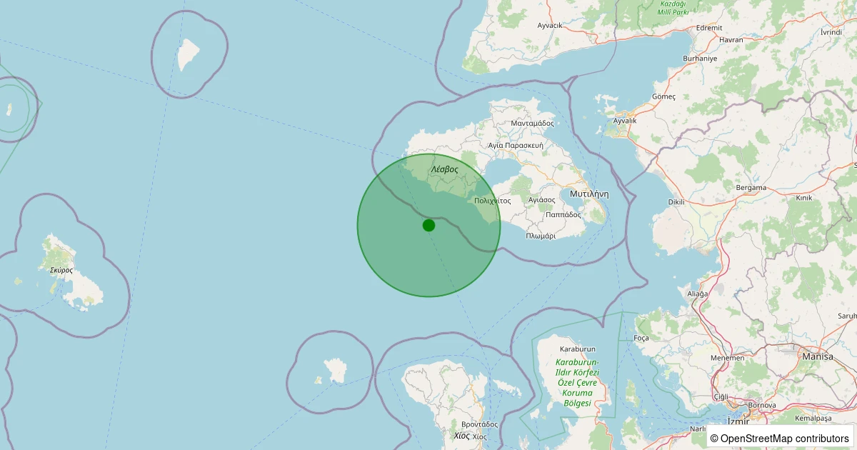 03 Aralık 2025 saat 02:58 - MIDILLI - 2.00ml depreminin harita gösterimi