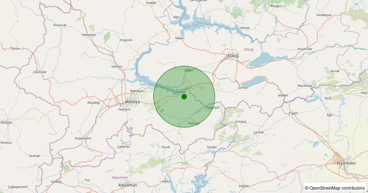 03 Aralık 2025 saat 05:36 - Kale - Kozluk Köyü - 1.90ml depreminin harita gösterimi