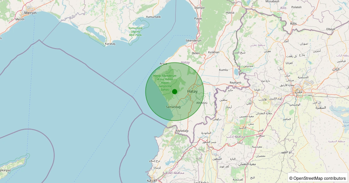 03 Aralık 2025 saat 05:40 - Samandağ - Seldiren - 1.80ML depreminin harita gösterimi