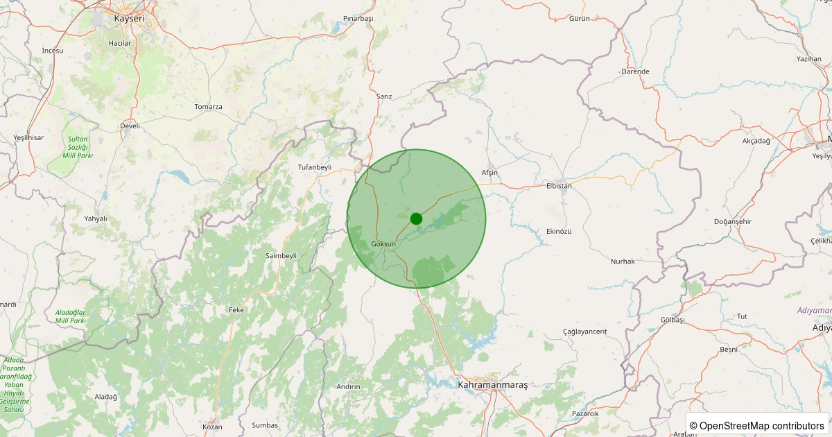03 Aralık 2025 saat 06:49 - Göksun - Kanlıkavak - 1.40ML depreminin harita gösterimi
