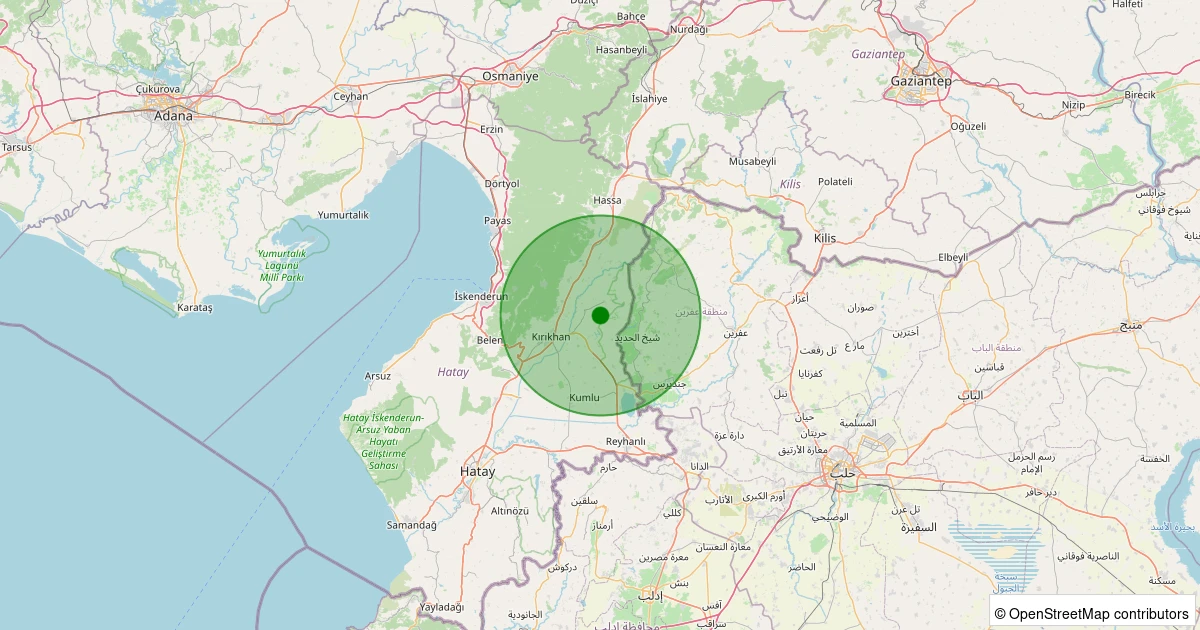 03 Aralık 2025 saat 07:56 - Kırıkhan - Çorum Köyü - 2.30ml depreminin harita gösterimi
